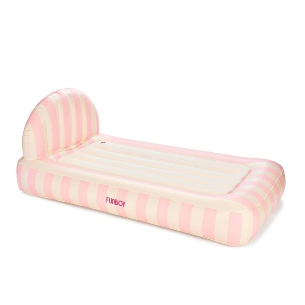 Light Pink Stripe 15"H Kids' Sleepover Twin Air Mattress Bed with Electric Pump